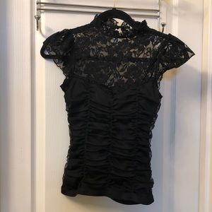 High neck  black lace top